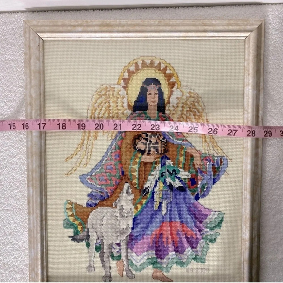 Vintage 2000 Completed Framed Angel From Heaven Cross Stitch Art - Picture 13 of 14